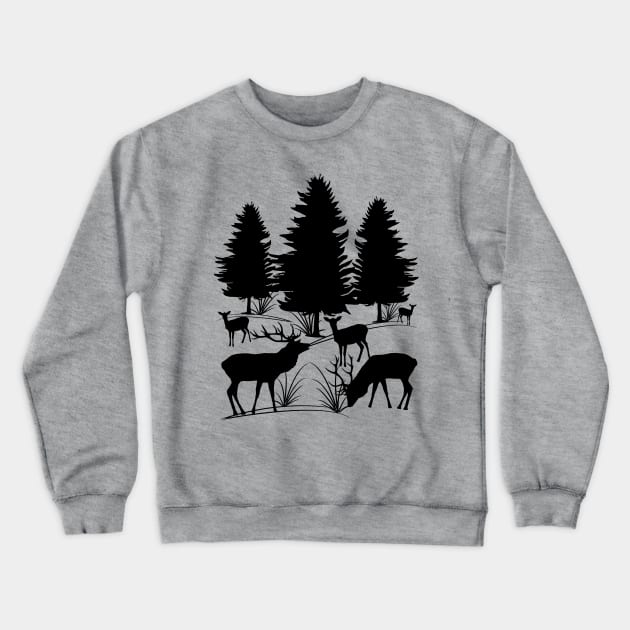 Animals, forest, deer, roe deer, tree, antler Crewneck Sweatshirt by rh_naturestyles